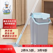 世家 新款免手洗拖把家用一拖净平板墩布刮刮乐木地板懒人平拖地推21902 灰蓝色