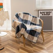 圣夫妮 SFN-060  100*140CM   云貂绒午睡毯-方格子 蓝条 （单位：张）