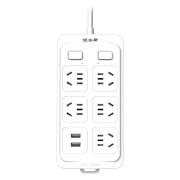 锐尔斯 RH-5500U 五位双排双控开关延长线插座（带2个USB口5V 2.4A充电）全长3.0米 瓷白色（计价单位：个）