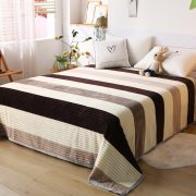 自然巢 毛毯午睡毯加厚冬天毛毯条纹印花午睡毯 200*230cm