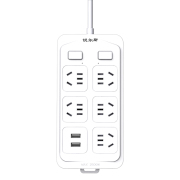 锐尔斯 RH-5500U 五位双排双控开关延长线插座（带2个USB口5V 2.4A充电）全长1.8米 瓷白色（计价单位：个）
