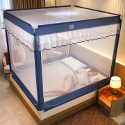 自然巢 全封闭坐床式蚊帐铁艺烤漆支架坐床蚊帐 150*200 cm