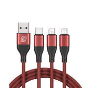 忆捷（EAGET）EC008S 三合一快充数据线60W快充适用苹果12Type-C华为安卓手机红色