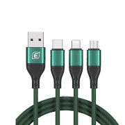 忆捷（EAGET）EC008S 三合一快充数据线60W快充适用苹果12Type-C华为安卓手机墨绿