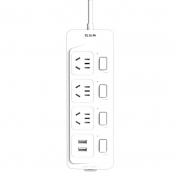 锐尔斯 RH-7300U 三位分控开关延长线插座（带2个USB口5V 2.4A充电）全长5.0米 瓷白色（计价单位：个）