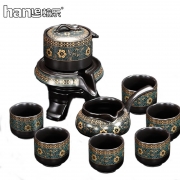 翰乐茶具半自动时来运转泡茶神器描金高端轻奢HL-SMSH石墨生花9件套