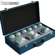 翰乐茶具汝窑天青色高级茶具侧把壶便携礼盒套装HL-FZSZ汝窑福在手中10件套