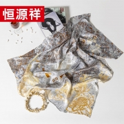 恒源祥HYXSJ1009真丝方巾白金福宝90*90cm单位：条
