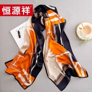 恒源祥HYXSJ1006真丝长巾马具皮扣 53*175cm单位：条