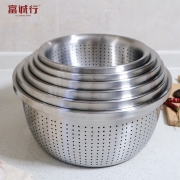 富诚行 304不锈钢家用厨房沥水盆 洗米洗菜盆 淘米盆 22cm