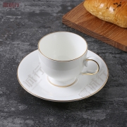 富诚行 FCH-TCKFB-DJ 陶瓷欧式咖啡杯套装 创意简约咖啡杯子碟单金英式1杯1碟